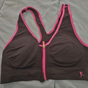 Women's Black and Pink Sports Bra